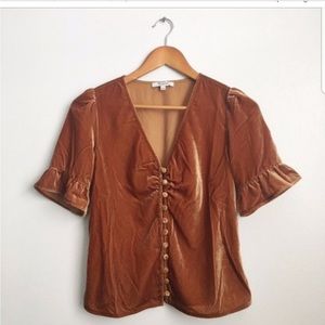 Madewell Velvet Daylight Top Vintage Gold SZ 6